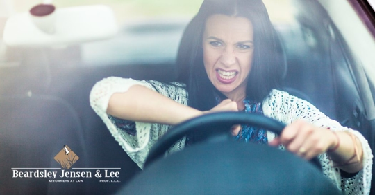 driver yelling and hitting the car horn