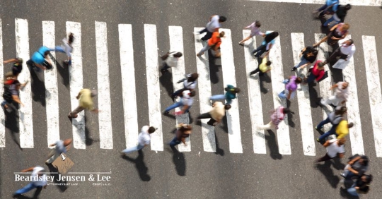 pedestrians crossing the street
